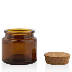 Pot En Verre Ambré De Luxe De bougie Avec Couvercle En Liège 100ML